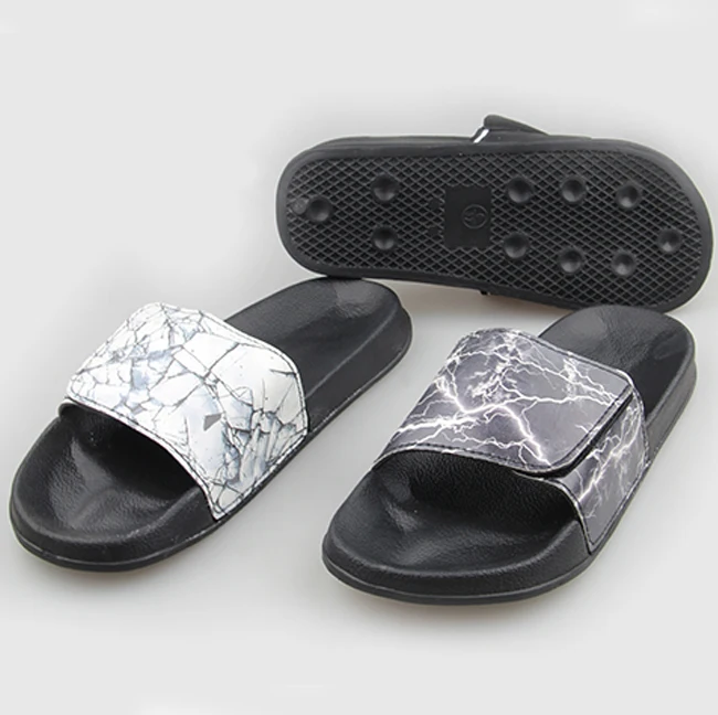 2019 Spring Men&Women Lightning Magic Strap Leather Upper Slippers Unisex EVA Sole Magic Button Slide Popular Magic Tape Sandals