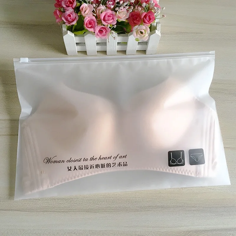 Custom LOGO Printing Pe Clear bra bikini zip lock plastic packaging bag
