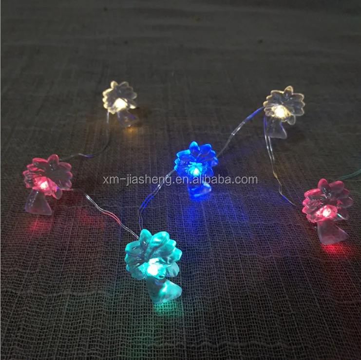 Christmas Party Wedding Decoration HotSell palm tree Shaped Battery operated Silver Copper Led Wire Coconut tree String Lights