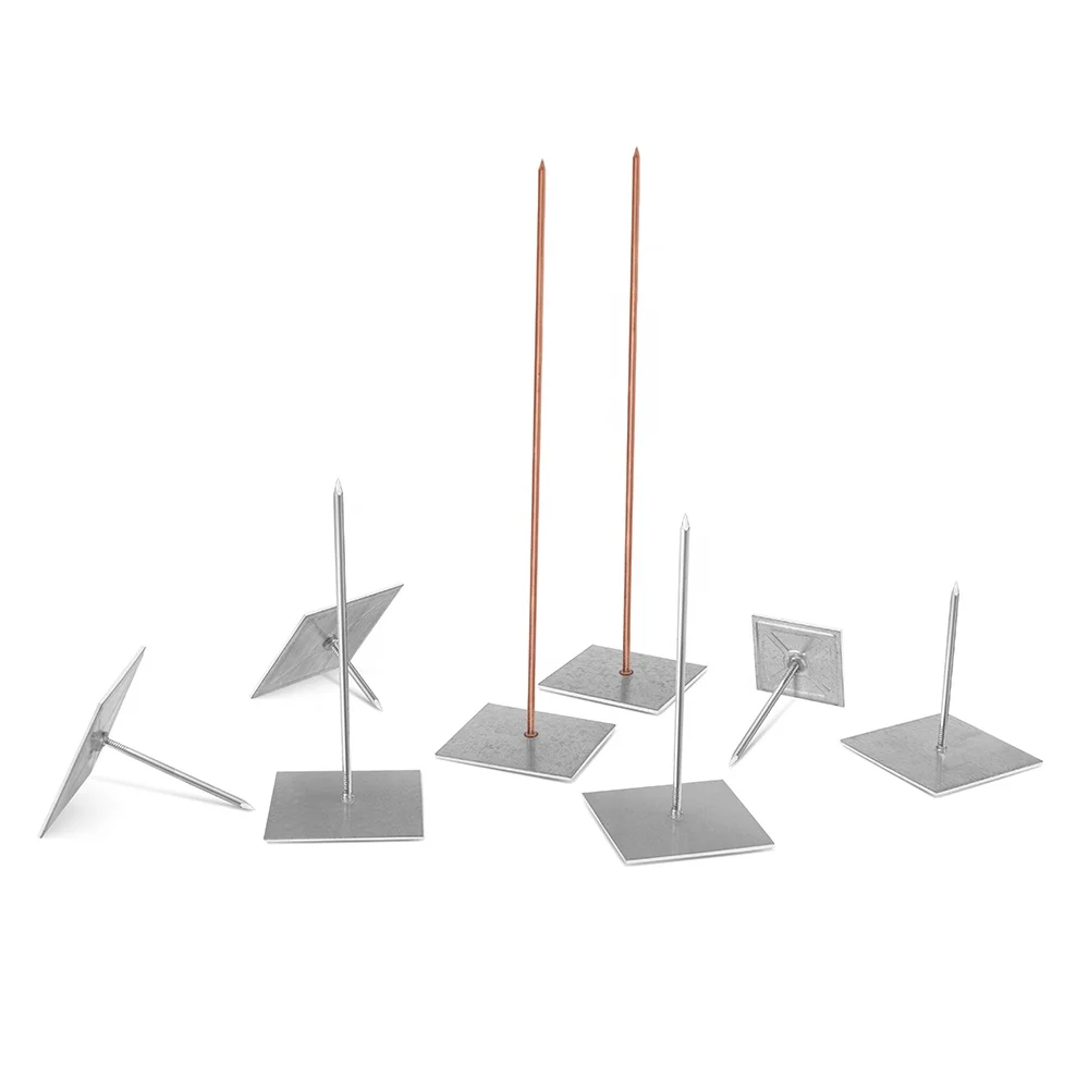 Galvanized Steel Self Adhesive Insulation Pins Stuck UP Hangers With 50X50mm base
