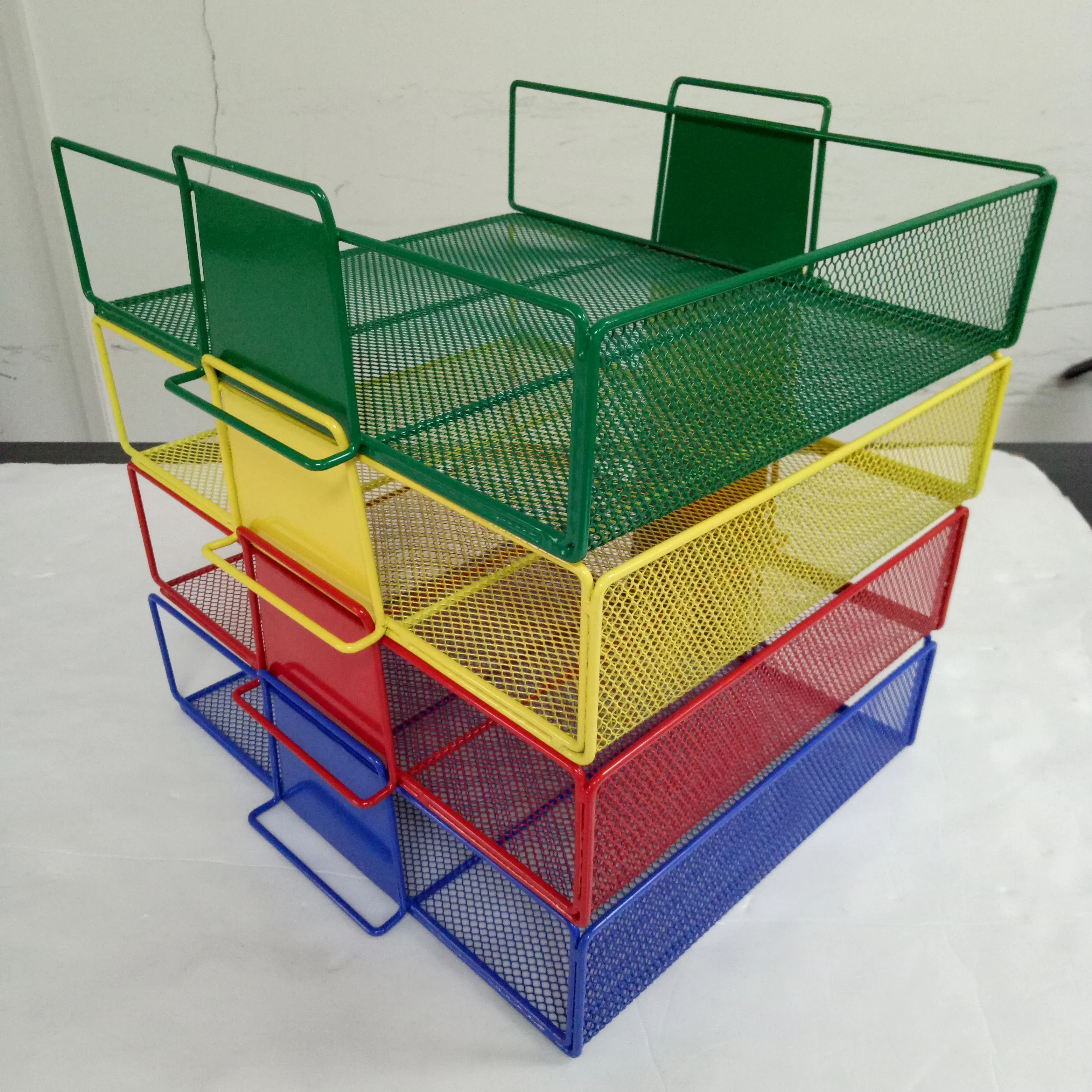 
Hot Sale Office desk organizer 4 tier mesh paper file document stackable letter tray 