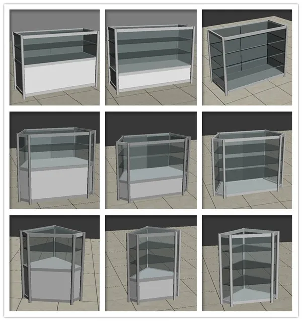 Hot shop counter design glass showcase  or display counter  for phone jewelry watch  eyeglass store