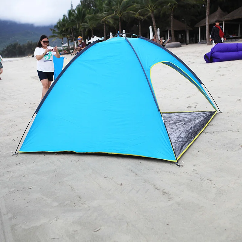 4 People Beach Tent Ultralight Beach Camping Tent Sun Shelter Large Outdoor Folding Awning Tenda Wind-resistant Tente Anti-UV