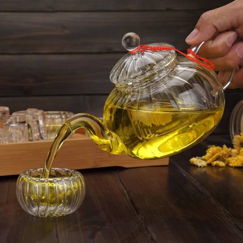 600ml Transparent borosilicate glass teapot/durable glass tea set