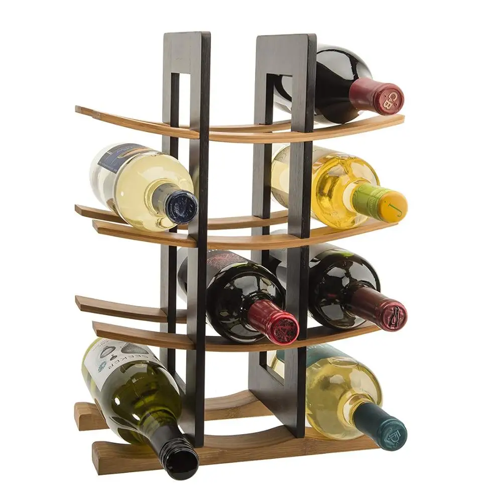 
12-Bottle Bamboo Wine Rack Home Collection wood wine display stand 