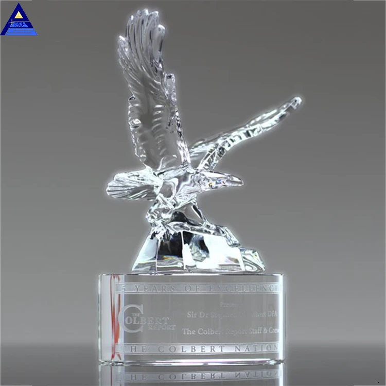 Personalized Name Engraving Logo American Crystal Flying Eagle Award Trophy Corporate Trophy Gifts Set