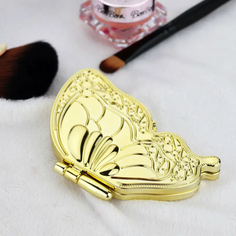 Butterfly Pocket Plastic Mirror Compact Makeup Mirror UV Gold Compact Mirror