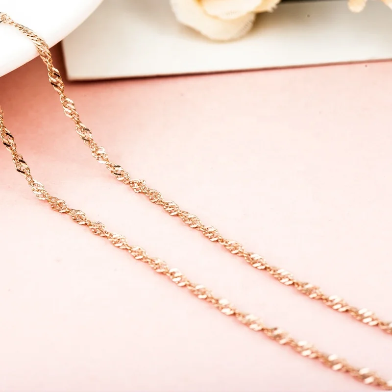 L04 Water Wave Singapore Necklace Factory Direct Sales 925 Sterling Silver Chain in size 16/18/20/22/24inch