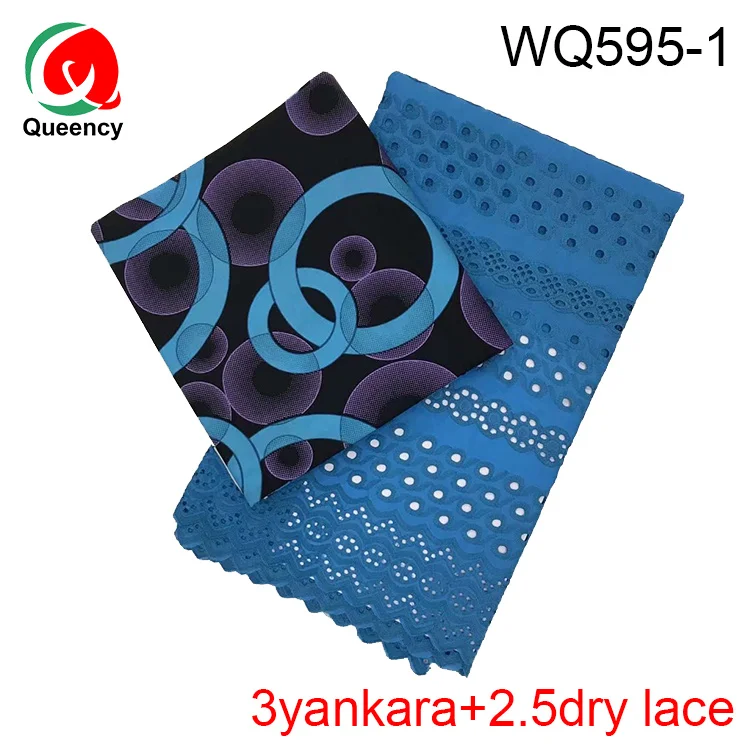 HF combination Ankara fabric Design sewing quilting plain dry lace skirt and pink fabric pattern