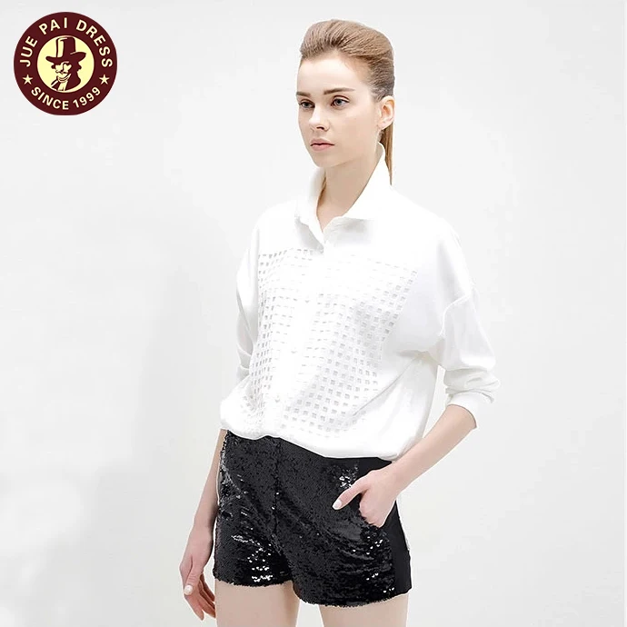 Russia Latest Shirt Designs For women/White Cotton Lapel Dress Formal Shirt Women