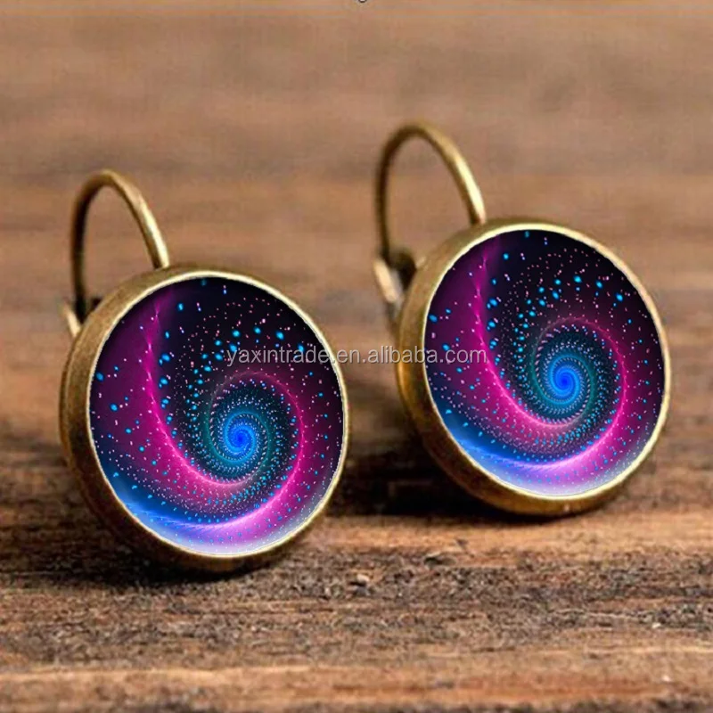Hot sale on Alibaba mandala jewelry women fashion starry earrings vintage handmade glass earring