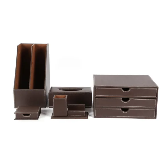 Office Supplies Leather Desk Organizer Desk Office Stationery Set