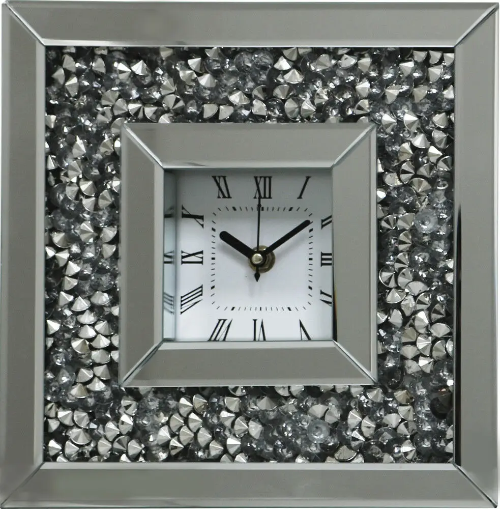 Crushed diamond Wall Clock Diamond Crush Sparkly Mirrored
