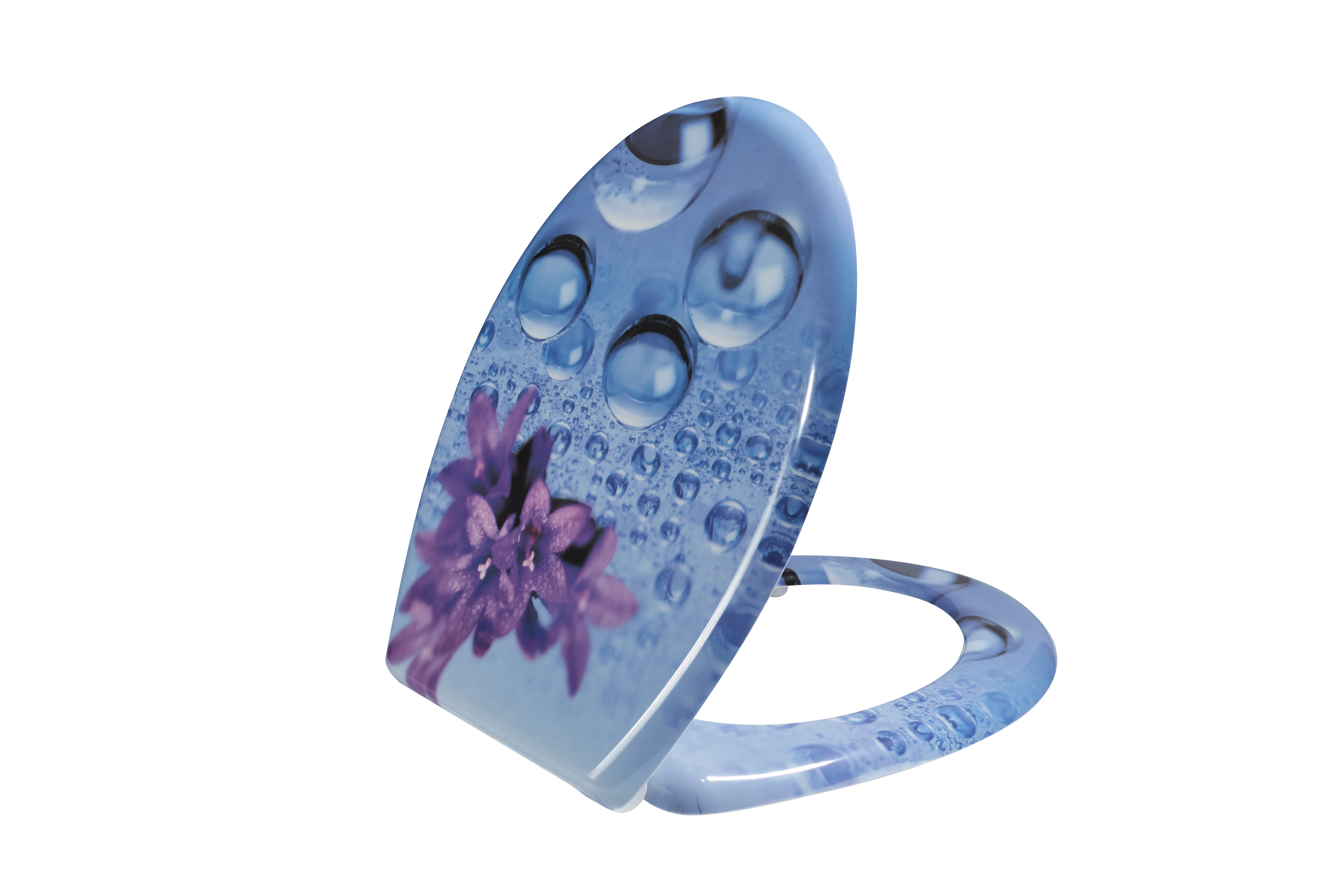 Decorated oval  shape  one button and quick release Duroplast toilet Lid