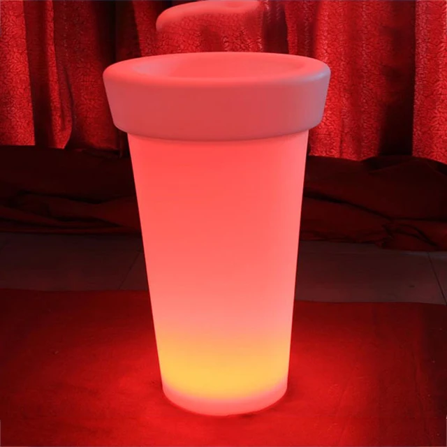 Light up flower pot lighted outdoor flower pots PE material led vase light