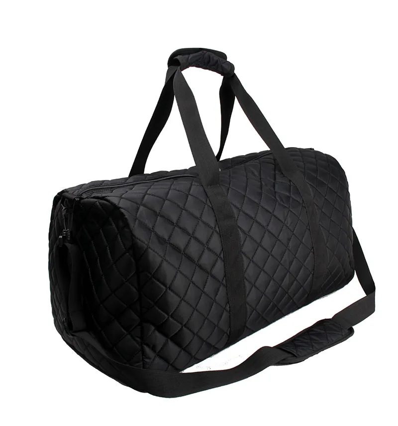 Stylish black checkered travel bag Quilting duffle bag