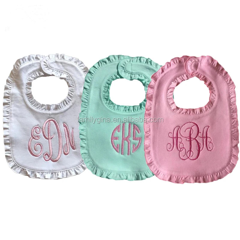 Рождественский удобный нагрудник из 100% хлопка с оборками для девочек и мальчиков с монограммой, детский нагрудник с оборками