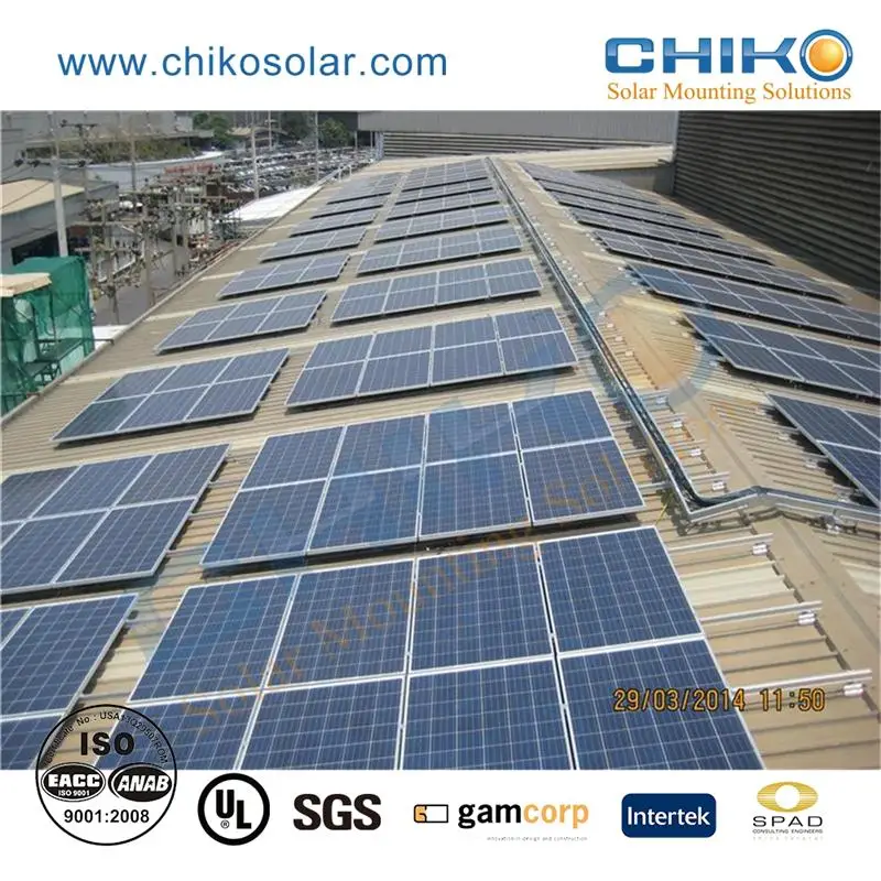 CHIKO Lysaght Klip-lok rooftop mounting structure solar system stand for Metal Roof solar panel