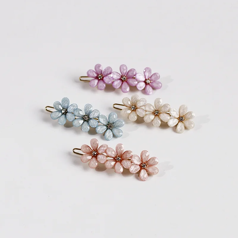 Модные милые элегантные милые заколки для волос AHC19664, блестящий цветок со стразами, заколка-пряжка для волос для женщин и девочек