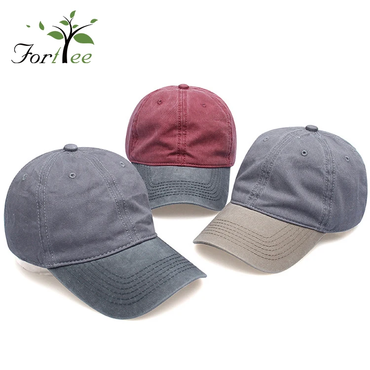 custom washed Vintage Distressed Adjustable Men Women Denim Plain Jeans Caps vintage baseball cap