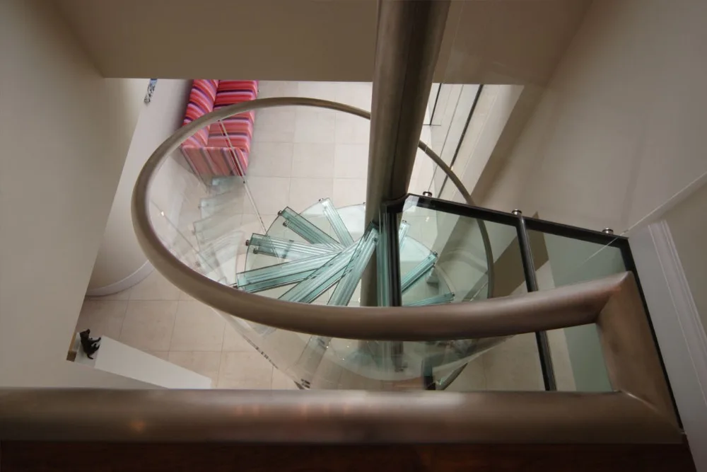 spiral staircase with silicone acrylic balustrade