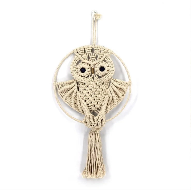 
Wholesale dyed cotton yarn hand-woven wall decorative Macrame tapestry Curtain 