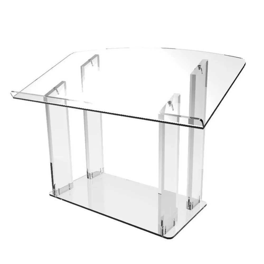 Factory Designs Modern Church Pulpit Acrylic Tabletop Podium Desktop Lectern with Book Support