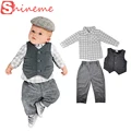 Autumn newborn infant set baby boy gentleman romper three piece toddler suit jackets casual clothes kids