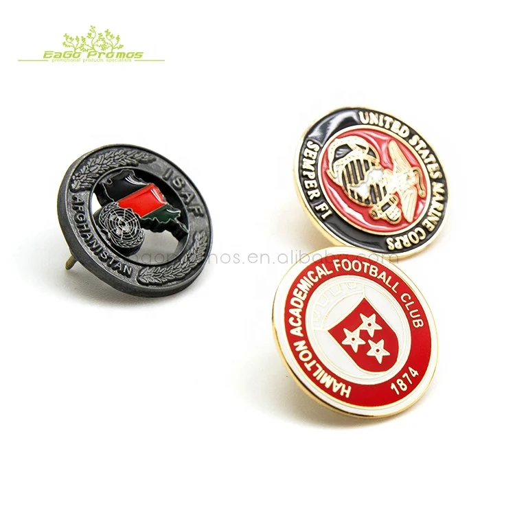 2023 shanghai eago promos free sample mini order branded logo embossed hard/soft enamel metal badge with epoxy