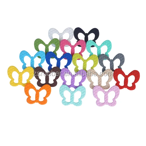 China Manufacturer BPA Free Food Grade Soft butterfly Teether Silicone Baby Teether Chew Beads for Baby