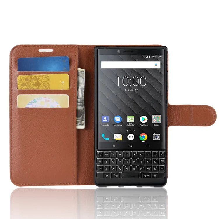 YEXIANG Leather With Credit Card Slot Mobile Phone Flip Cover Case For BlackBerry Key 2