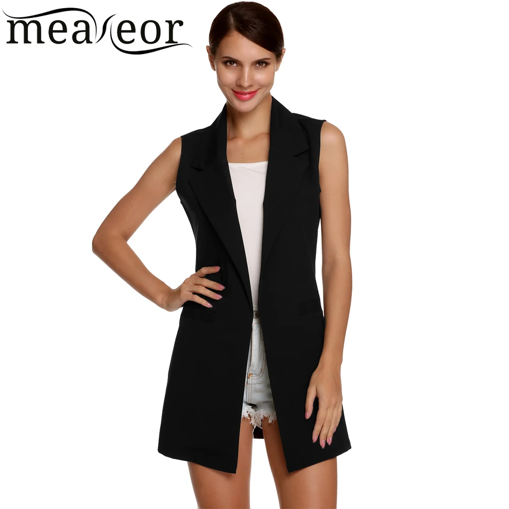 Meaneor Brand waistcoat Women Autumn Sleeveless Vest Jacket Long Thin Cardigan Joker Coat Outwear for Women
