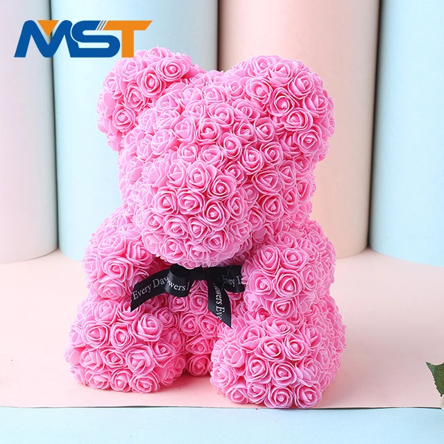 
Factory price novelty forever love cute pe rose flower foam bear For Birthday Gifts 
