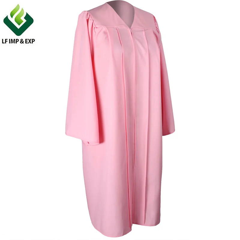 100% Matt Polyester Finish Pink Prom Graduation Gown