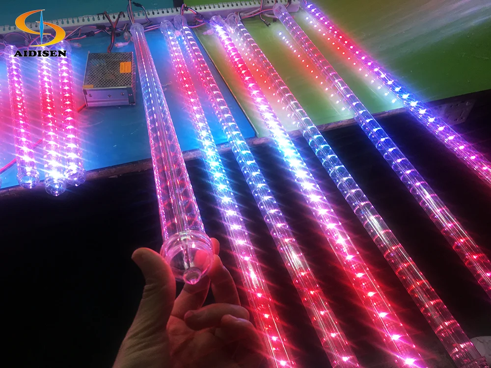 DMX512 WiFi Controlled LED Meteor Tube Light PVC Body for Landscape Nightclub Lighting DC5V to DC24V