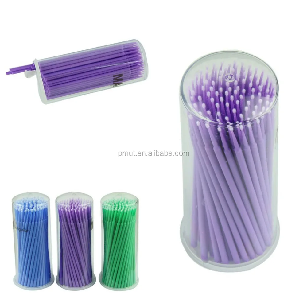 
pvc container packing 100pcs/barrel dental micro brush applicator 
