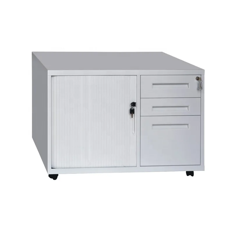Wholesale lockable cheap roller shutter cabinet  Metal  vertical 3 drawer mobile storage pedestal file cabinet with tambour door