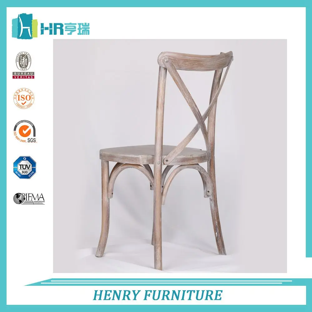 Oak wood flat seat rustic white dining cross back chair