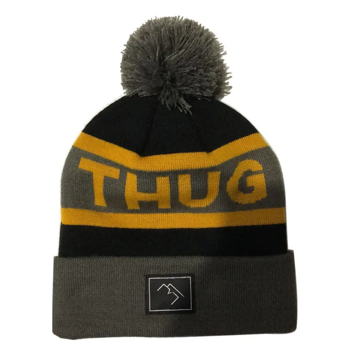
custom winter embroidery beanies with pompom beanies with custom label 