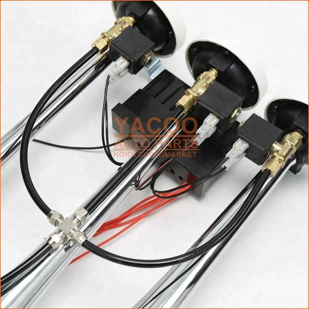 Universal Electric Truck Horns Trumpet Silver Plate Air Horn Long Loud Sound Air Horns for sale