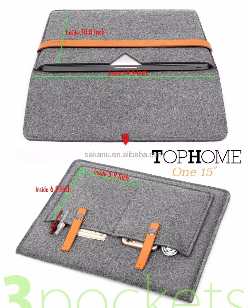 Unique Big Protector Bag Ipad case Sleeve Case Cover with Wool felt & PU/ Genuine Leather