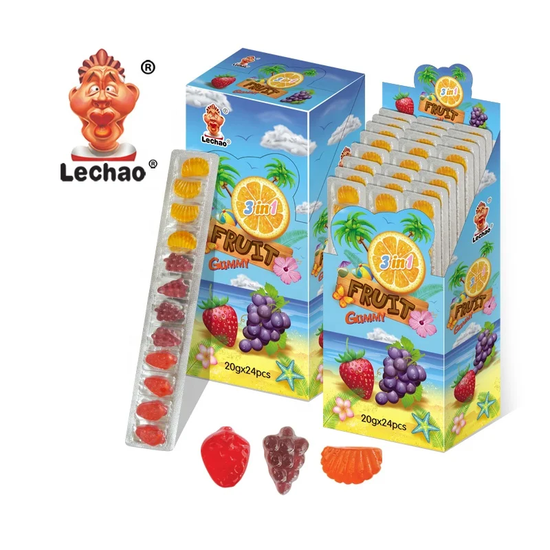 Halal wholesale customization mixed fruit flavour sweet candy toys jelly candy mix fruit gummy candy