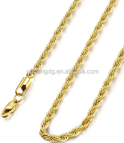 Wholesale 14k Gold Chain,4mm Stainless Steel Twist Rope Chain
