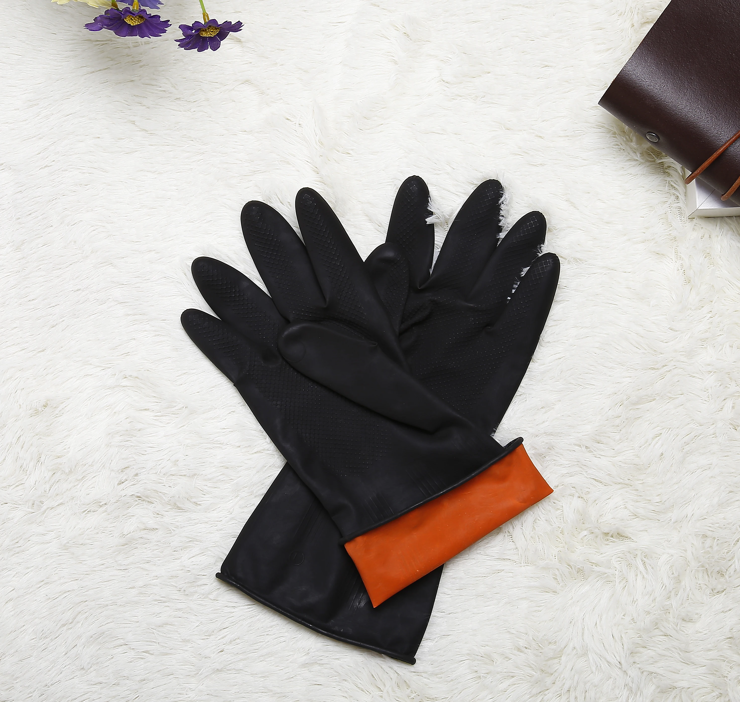 Sun gloves black heavy duty  industrial latex gloves