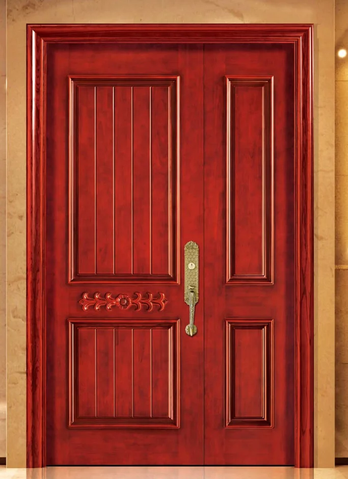 Chinese style main door of unequal double wood door