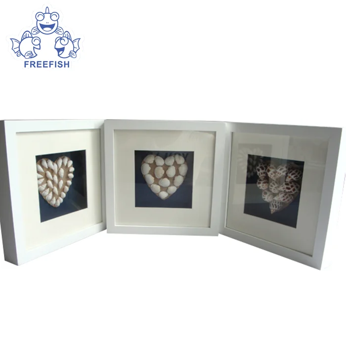 Mini 3D seashell art shadow box frame,  Wooden Picture Frame Black 3d Shadow Box For Desktop and Wall Hanging