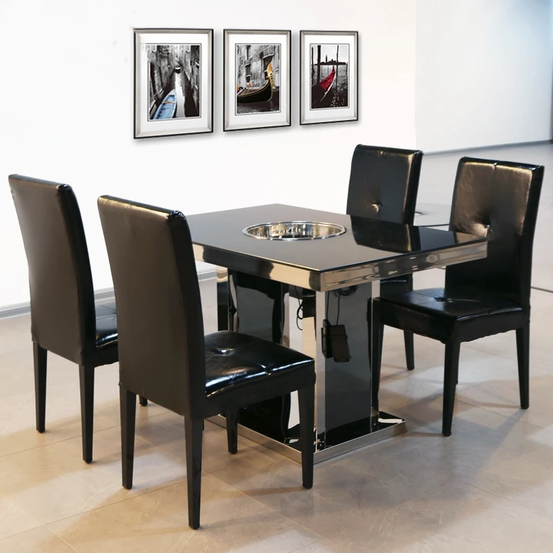 smokeless stainless steel hot pot table