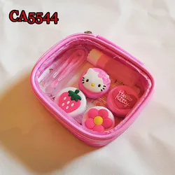 Оптовая продажа ПВХ мягкий Hello kitty и клубника деко, наборами по 2 пары футляр для контактных линз с чехлом из искусственной кожи пу CA5544