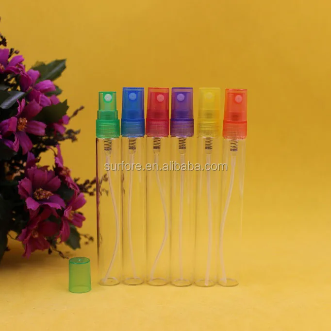10ml colorful empty test tube glass bottles slim body test tube bottles plastic spray