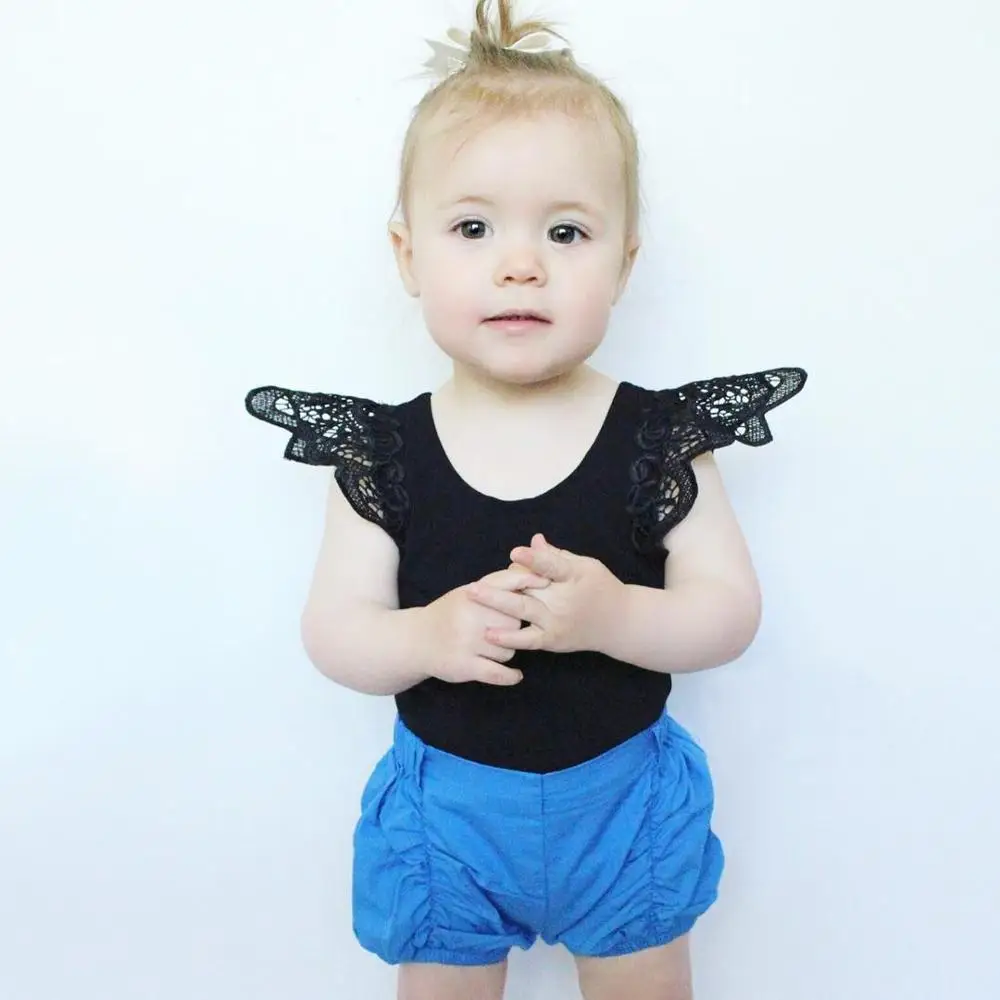 AM-025 Super cute solid cotton shirts for Toddler baby girls with lace flutter sleeve multi-colors boutique wholesale